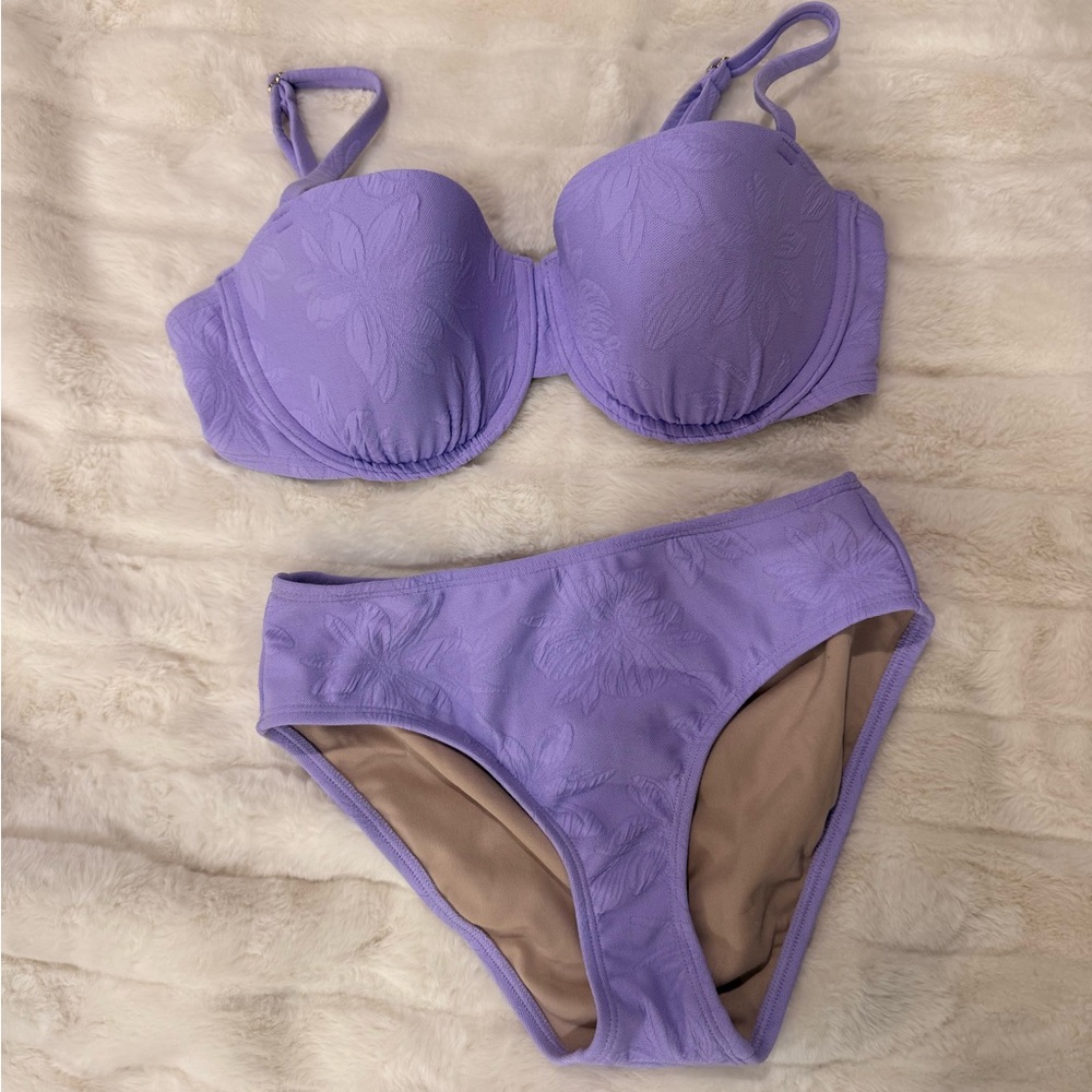 Shade & Shore Lavender Textured Bikini Set